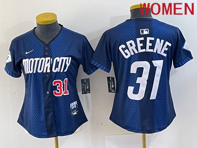 Women Detroit Tigers #31 Greene Blue City Edition Nike 2024 MLB Jersey style 2->women mlb jersey->Women Jersey